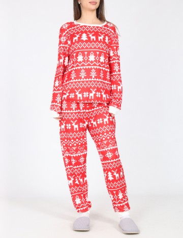 
						Pijama SHEIN, rosu/alb