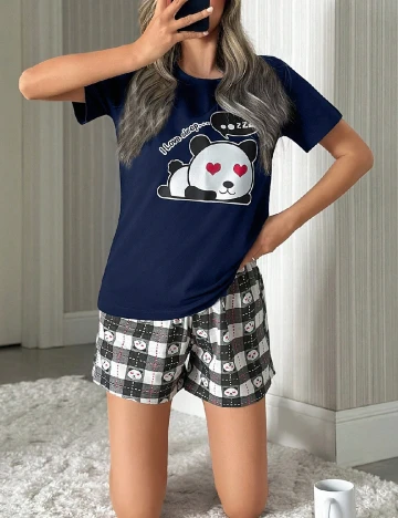 Pijama SHEIN, bleumarin/gri