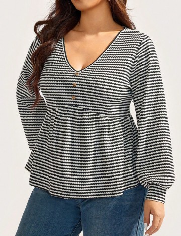 Bluza SHEIN CURVE, crem/negru