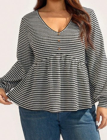 Bluza SHEIN CURVE, crem/negru