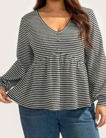 Bluza SHEIN CURVE, crem/negru