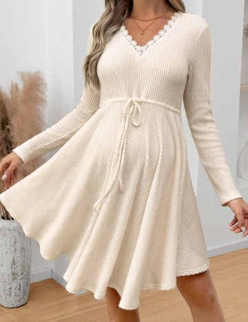 Rochie scurta SHEIN Maternity, ecru
