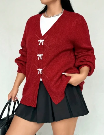 Cardigan SHEIN CURVE, rosu