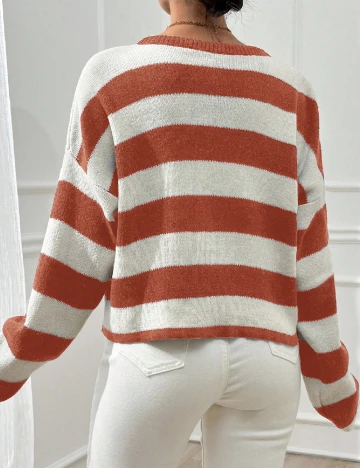 Cardigan SHEIN, portocaliu/alb