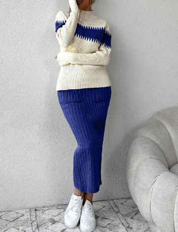 Compleu SHEIN, alb/albastru