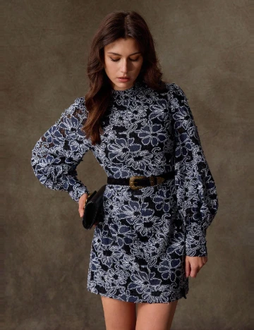 Rochie scurta SHEIN, albastru/negru