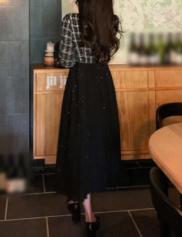 Rochie medie Dazy, negru/alb