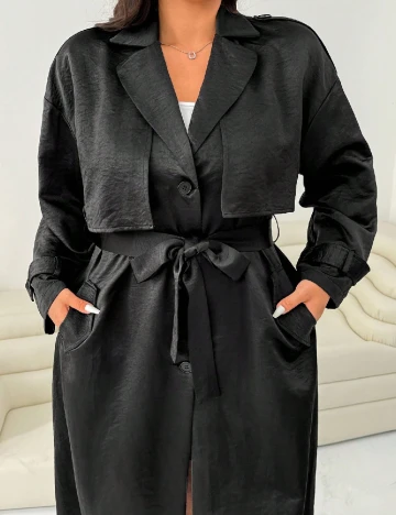 Trench SHEIN CURVE, negru