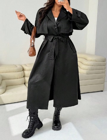 Trench SHEIN CURVE, negru