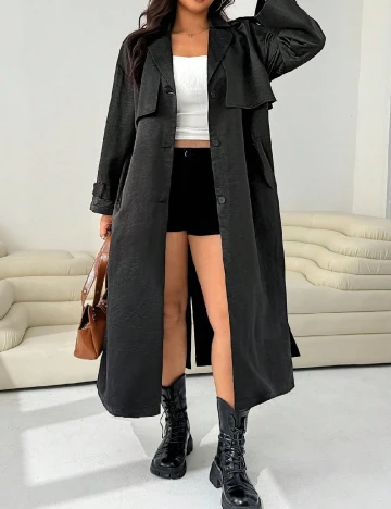 Trench SHEIN CURVE, negru