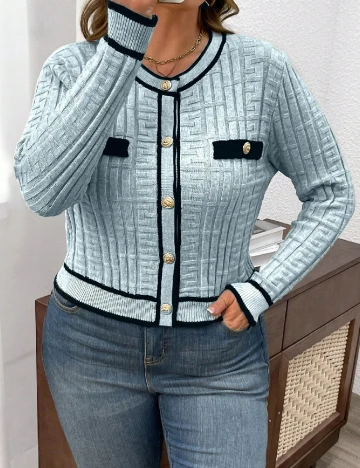 Cardigan SHEIN CURVE, albastru
