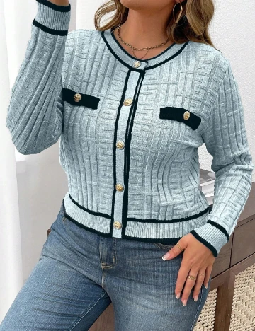 Cardigan SHEIN CURVE, albastru