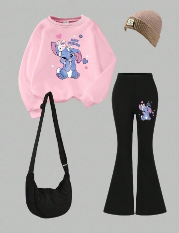 Compleu Shein Kids, negru/roz