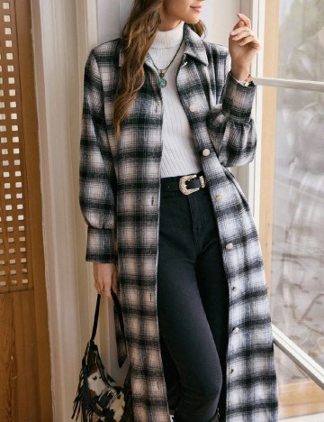 Palton SHEIN, alb/negru