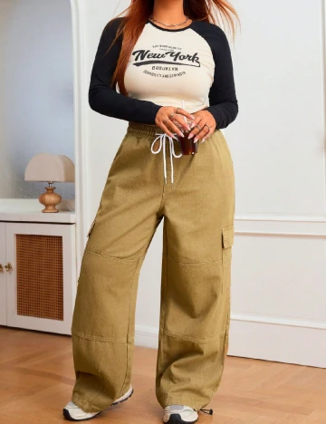 Pantaloni SHEIN CURVE, maro