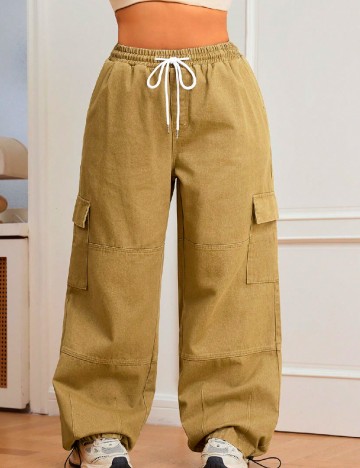 Pantaloni SHEIN CURVE, maro