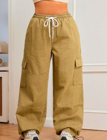 Pantaloni SHEIN CURVE, maro