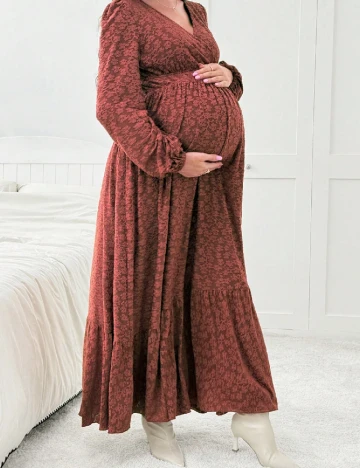 Rochie lunga SHEIN Maternity, maro