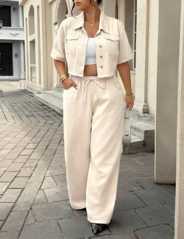 Pantaloni SHEIN CURVE, crem