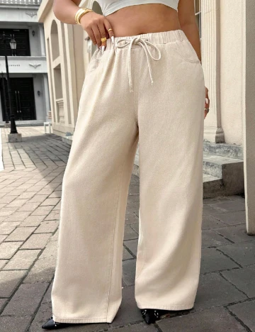 Pantaloni SHEIN CURVE, crem