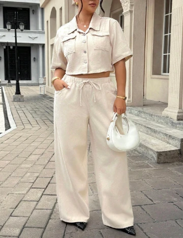 Pantaloni SHEIN CURVE, crem