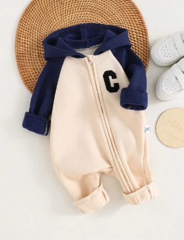 Salopeta Shein Kids, crem/albastru