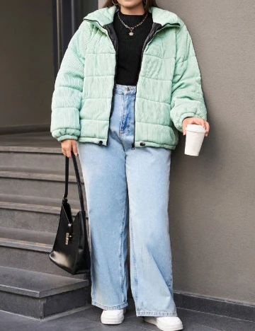 Geaca SHEIN CURVE, verde