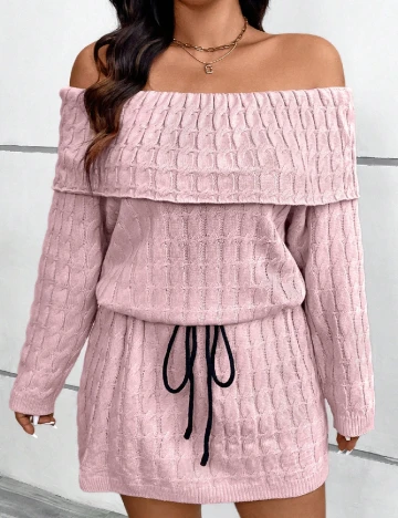 Rochie scurta SHEIN CURVE, roz pudra