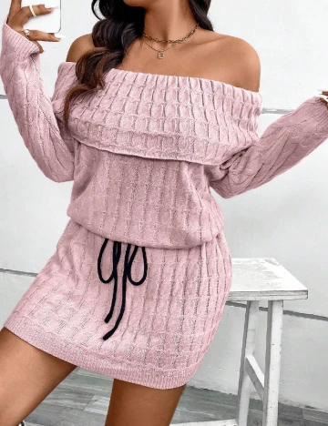 Rochie scurta SHEIN CURVE, roz pudra