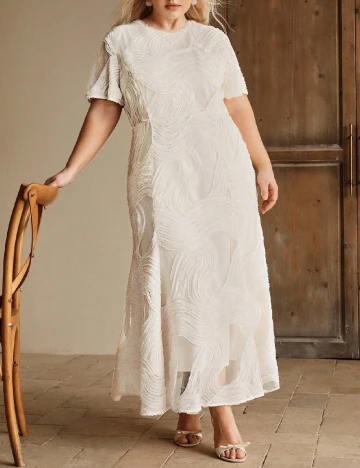 Rochie lunga Anewsta Curve, ecru