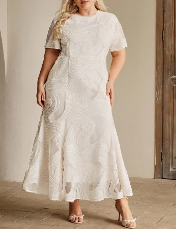 Rochie lunga Anewsta Curve, ecru