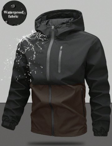 
						Jacheta impermeabila SHEIN, negru/maro