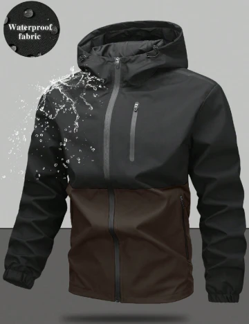Jacheta impermeabila SHEIN, negru/maro
