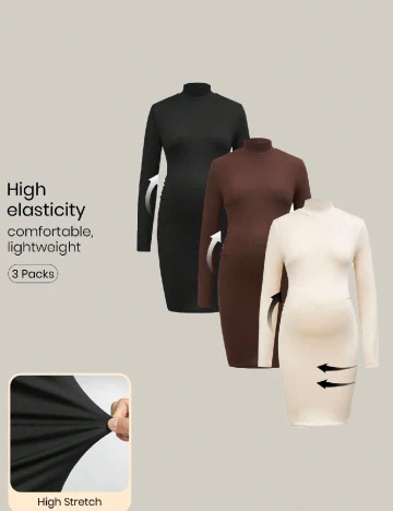 Set rochii scurte 3 bucati SHEIN Maternity, mix culori