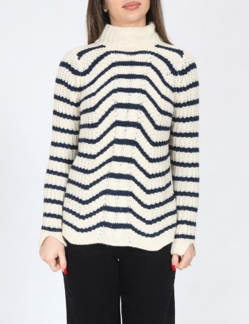 
						Pulover Zara, alb/albastru