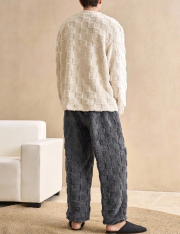 Pijama SHEIN, ecru/gri