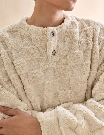 Pijama SHEIN, ecru/gri