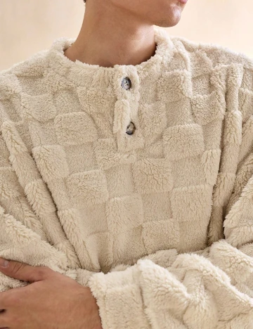 Pijama SHEIN, ecru/gri