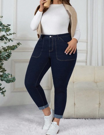 
						Blugi SHEIN CURVE, albastru