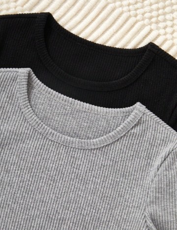 Set bluze Shein Kids, gri/negru