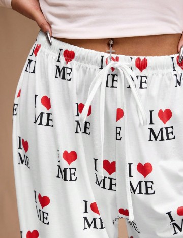 Pantaloni Forever 21 Curve, alb/rosu