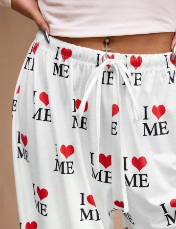 Pantaloni Forever 21 Curve, alb/rosu