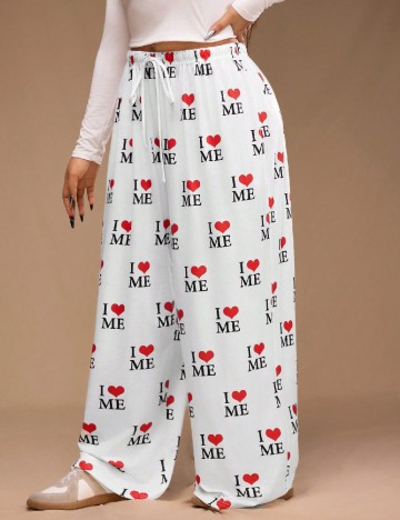 Pantaloni Forever 21 Curve, alb/rosu