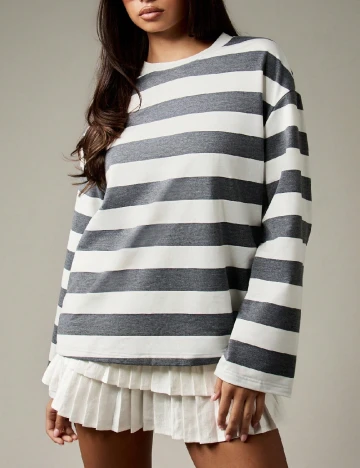 Bluza Missguided, alb/gri