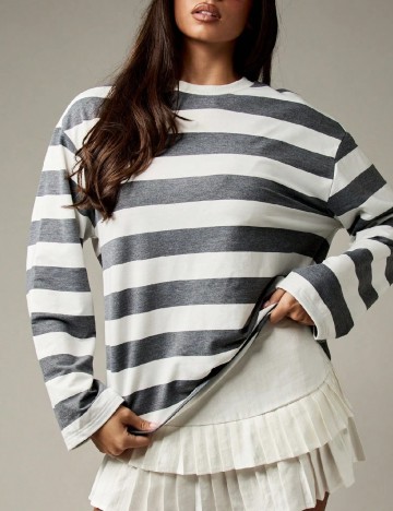 Bluza Missguided, alb/gri