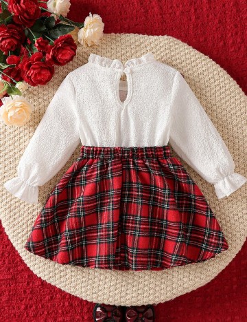 Rochie Shein Kids, alb/rosu