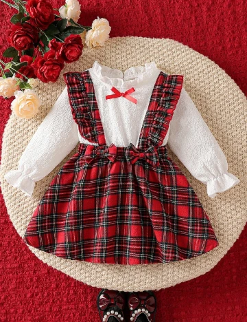 Rochie Shein Kids, alb/rosu