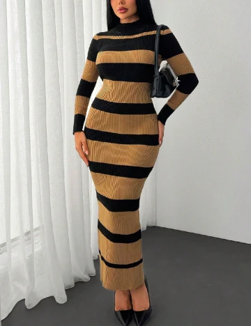 Rochie lunga SHEIN, negru/maro