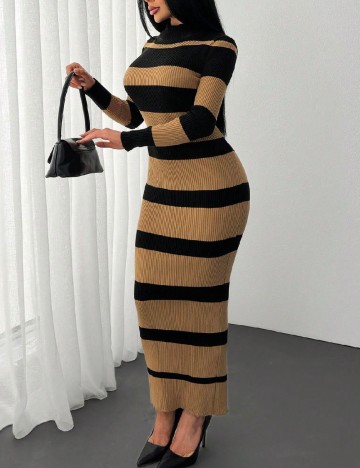 Rochie lunga SHEIN, negru/maro