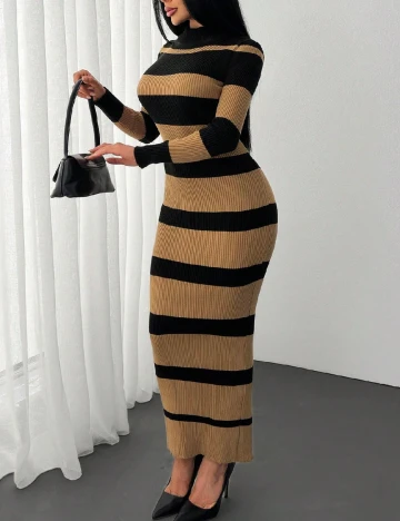 Rochie lunga SHEIN, negru/maro